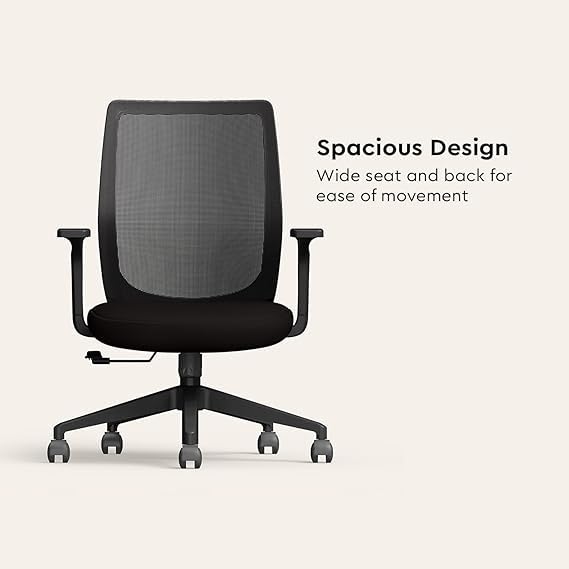 Image of Interio by Godrej Curv Premium Mesh Wide Back Ergonomic Chair for Work from Home /Study | 1 Year Warranty | Height Adjustable Chair | Heavy Duty PP Base | DIY Installation (Set of 2, Black)