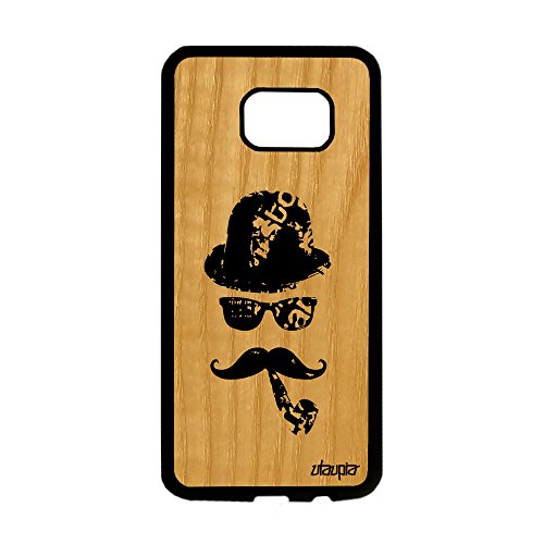 utaupia Coque S7 Edge Bois Silicone Moustache personnalisé Etui Monsieur pour Samsung Galaxy S7 Edge