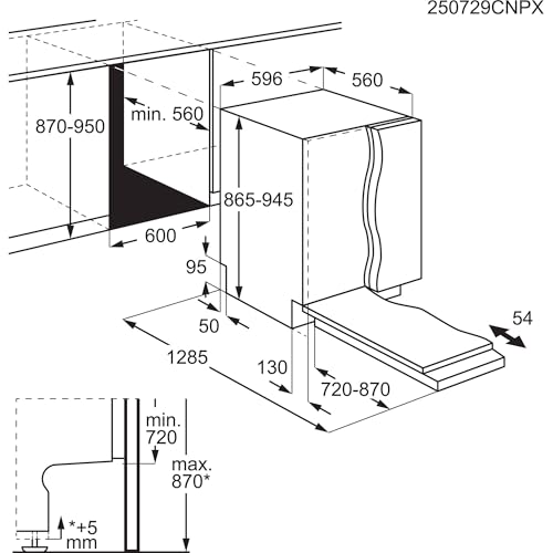 Vollintegrierter AEG 9000 XXL Geschirrspüler, 60cm, smarte WiFi Spülmaschine mit Hebefunktion, vielseitige Körbe, 5cm mehr Innenraum, flüsterleise 36 dB, A-10%, TimeOnFloor, Push2Open, GI9700X4PC