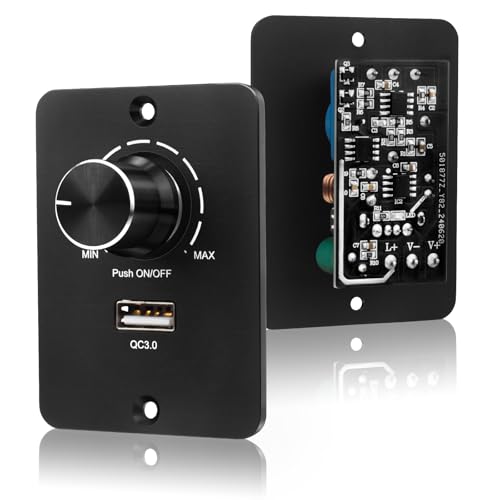 VIPMOON 2-in-1 120W LED Dimmer Switch with 24W Quick Charge 3.0 USB Port, DC 12V/24V PWM Dimmer for Dimmable LED/Halogen Light in Caravan, Truck, Boat, Campervan