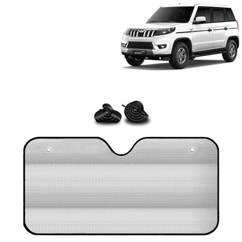 KINGSWAY® Car Window Foil Curtain Sticky Sun Shade Compatible with Mahindra Bolero Neo, (Year 2021 Onwards), Universal Fit Sunshades for Front Window, Rear Window, Silver Color, 1 Piece