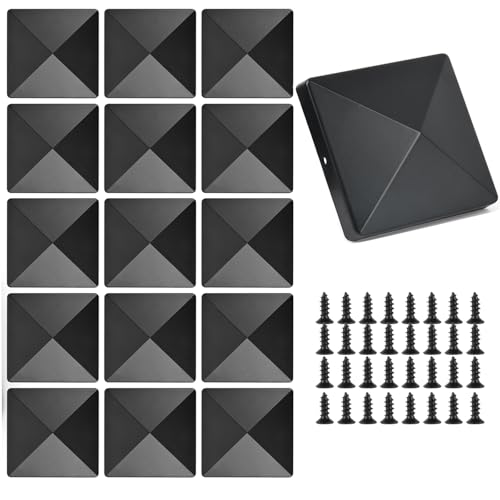 TMBMLPP Fence Post Caps, 16pcs Plastic Fence Post Caps 4x4 inch, Post Decking Cap, Square Column Cap, Fence Post Tops, Railing Post Cap, for Fence Posts Protection - Black