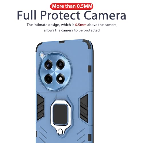 Image of Pikkme OnePlus 12R 5G Back Cover | D5 Tough Armor Bumper | 360 Protection Case | Ring Holder Stand Case for OnePlus 12R 5G (Blue)