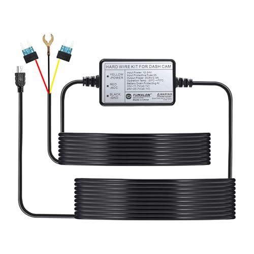 Kit de câbles pour caméra embarquée Mini-USB 12-24V vers 5V avec protection batterie