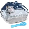 lazYYzal Hamster Bathtub,Hamster Bathroom,Small Animal Habitat Décor,Sand Bath Container Transparent Beds,Hamster Bed,Ice Bathtub,Sleep Pad Nest,Sand Bath Box for Small Pet Animals Cage Accessories（S）