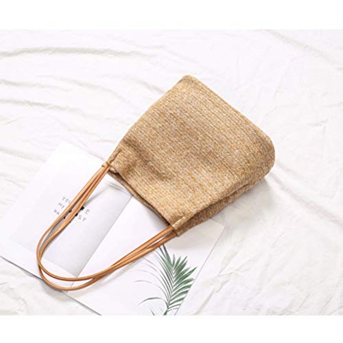 TENDYCOCO Bolsa feminina de verão para praia, bolsa de palha, bolsa de ombro, bolsa de mão - bege cl