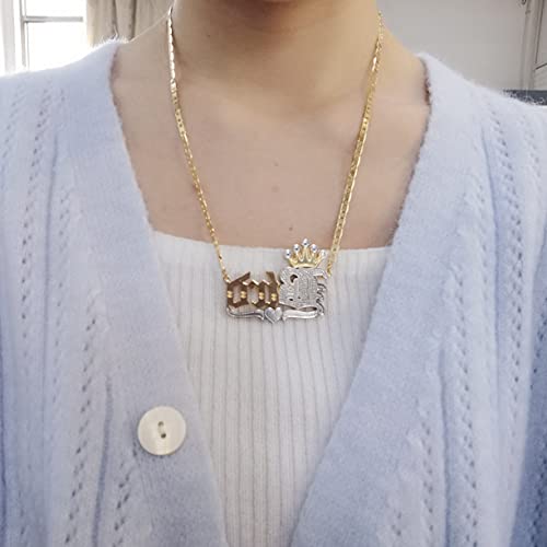 Bi-color Personalized Custom Name Initial 24K Gold Plated Double Plated Name Necklace Custom Nameplate Necklace Personalized Birthday Gifts4