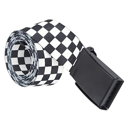 Hapivida Checkered Belt, Black White Grid Check Belts Canvas Belt Casual Waistband Adjustable Cuttable Plaid Belts for Men Women
