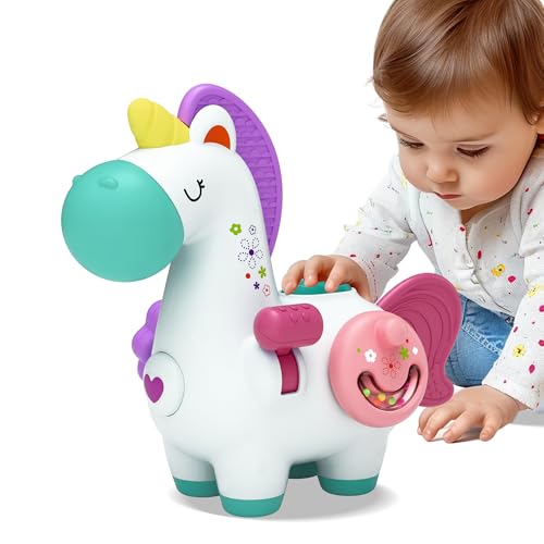 iPlay, iLearn Baby Unicorn Activity Cube, Infant Busy Cube Montessori Toy for 1 Year Old, Babies Carseat Plane Travel Toy, Toddler Sensory Development Learning Birthday Gift 6-9-12-18 Months 2 3 Years