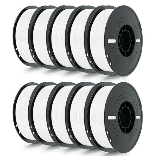 Image of Kingroon PETG 3D Printer Filament, 10 Rolls, Dimensional Accuracy + /- 0.03 mm, 10kg Spool(22lbs), 1.75 mm, White