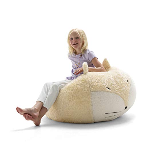 Big Joe Lux Wild Bunch Fox, Super Soft Plush Bean Bag, Cream/White - Thumbnail 3