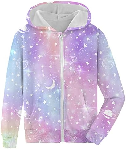 ACOCOPY Girls Boys Zip Up Hoodies Kids Cool Print Hooded Sweatshirt Long Sleeve Casual Jacket with Pockets 5-14 Years