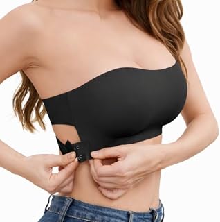 Usije Strapless Bandeau Bra for Women & Girls – Seamless Non-Slip Tube Top with Built-in Pads, Criss Cross Back Closure, B... Price In India