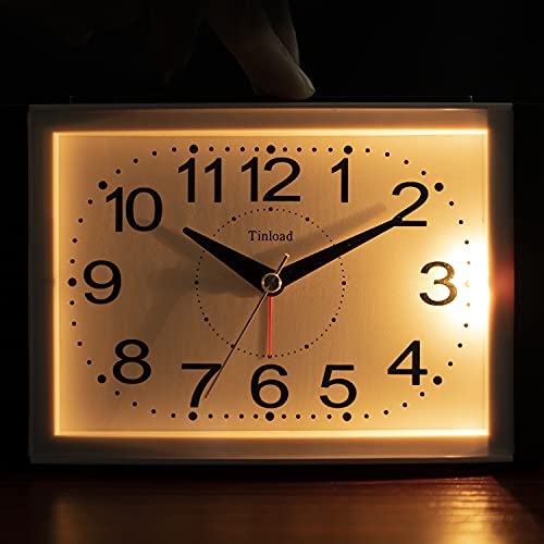 6.5" Large Silent Analog Alarm Clock Non Ticking, Gentle Wake, Beep Sounds, Increasing Volume, Battery Operated Snooze And Light Functions, Easy Set (Best For Elder) #TOP5