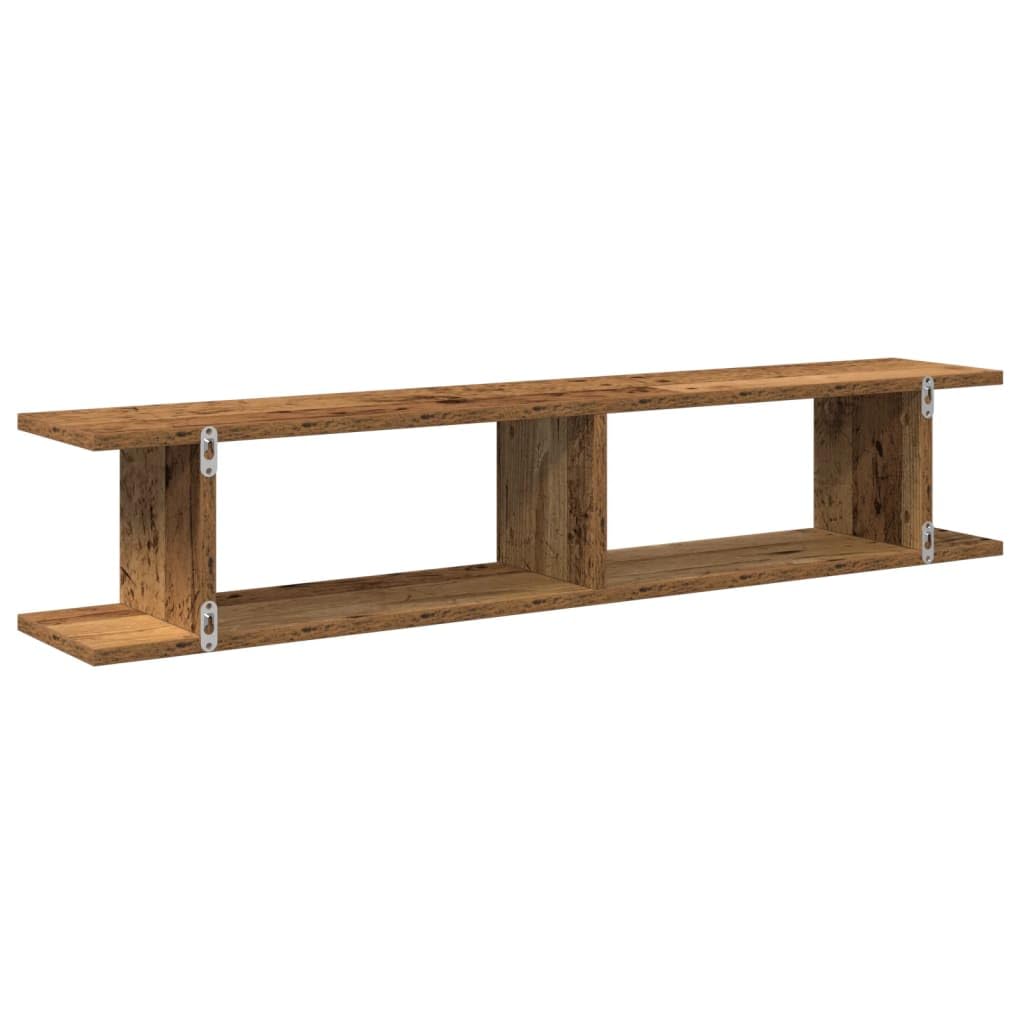 Wandregale 2 STK. Altholz-Optik 105x18x20 cm Holzwerkstoff | Multifunktional, Wohnzimmer Büro Arbeitszimmer, Feuchtes Tuch Reinigung, Flexible Anordnung