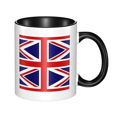 WBQLSL Taza de cerámica de doble color con la bandera del Reino Unido, taza clásica con mango grande, adecuada para oficina y ocio en casa, apta para microondas