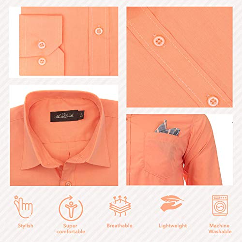 Alberto Danelli's Boys Long Sleeve Dress Shirt With Matching Tie And Handkerchief, 10/12 Medium, Citrus Orange #TOP3