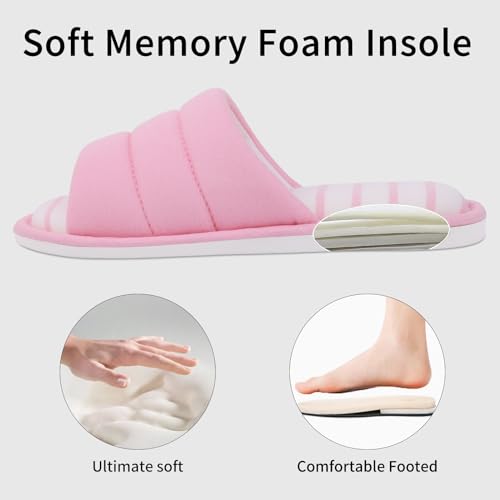 Image of shevalues Open Toe House Slippers for Women Men Memory Foam Bedroom Shoes