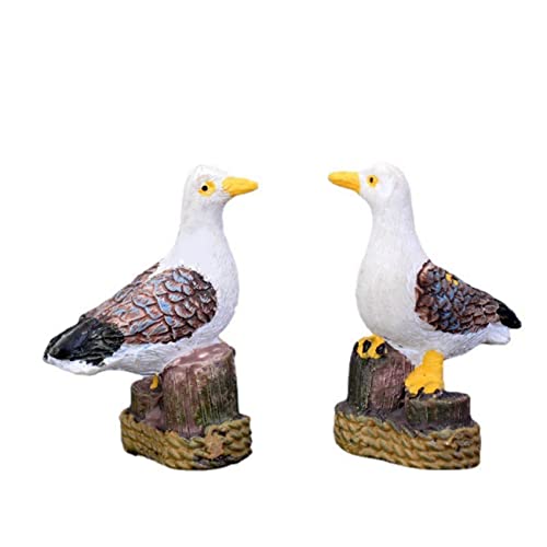 Miniature Seagull Stand Stump Fairy Garden Accessories, Sea Bird Mini