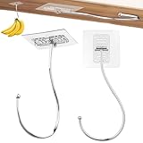 2er-Set Platzsparende Klar Transparente Faltbare Bananenhaken Mit Selbstklebendem Haftpad,Bananenständer,Rückstandsfrei Für Unterbauschrank - Bananen Frisch Halten-Multifunktionaler Großer Haken