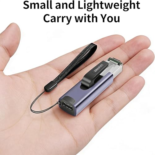 sunshot USB C auf Ethernet Adapter, Tragbarer 1Gbps Gigabit RJ45 auf Type-C (Thunderbolt 4/3 kompatibel) Netzwerk LAN Hub, kompatibel für MacBook Pro/Air, iPhone 16 Pro/Max, iPad Pro, XPS