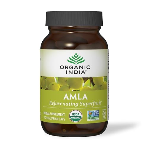ORGANIC INDIA Amalaki Herbal Vitamin Supplement - Immune Support, Vitamin C, Vegan, Gluten-Free, Kosher, Ayurvedic, Antioxidant, USDA Certified Organic, Non-GMO - 90 Capsules