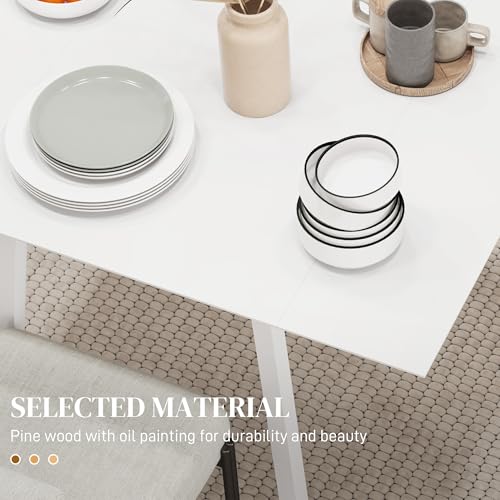 HOMCOM Solid Wood Folding Dining Table, Drop Leaf Table for 2-4 People, Rectangle Kitchen Table for Small Space, White - Image 5