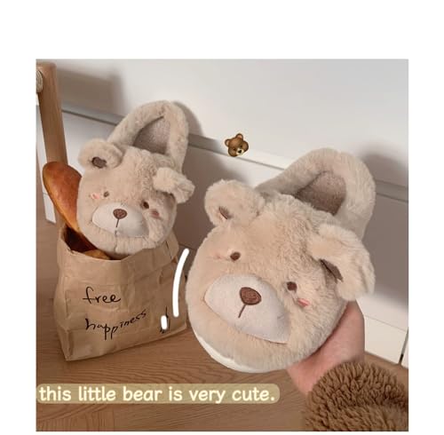Women's Fuzzy Bear Animal Soft House Slippers Kawaii Slippers for Women Cute Plush Furry Warm Fluffy Home Shoes2
