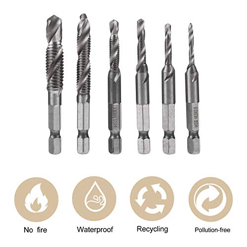 Cabilock Brocas Métricas Conjunto de Brocas Sextavadas de Combinação de 6 Peças Em Espiral para Rosq