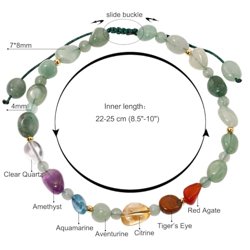 Image of 7 Chakra Crystals and Stones Anklet Irregular Tumbled Gems Beaded Ankle Bracelets for Women Spiritual Energy Meditation Yoga Healing Jewelry Mom's Gifts