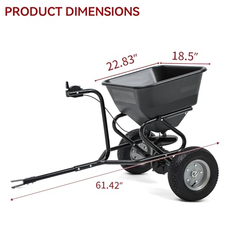 YITAMOTOR Tow Behind Lawn & Garden Broadcast Spreader for Seed Holds up to 130 lbs with 13" Pneumatic Tires and Adjustable Flow Control Lever,for Fertilizer, Grass Seed, Salt, Ice Melt, Lawn - Image 3