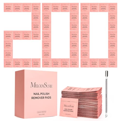 Image of MelodySusie Nail Polish Remover Pads, 200 PCS Acetone Large Size Individually Wrapped Wet Wipes Rapid Gel Polish Removal Portable Travel Kit for Home Professional Use