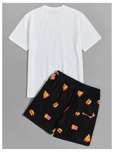 Image of Verdusa Men's Pajamas Set 2 Piece Pjs Sets Short Sleeve Letter Print Tee and Short Lounge Set