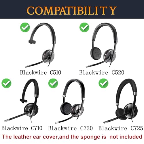 Funda de almohadillas para auriculares SOULWIT compatible con Plantronics BlackWire C510/C520/C710/C720/C725, color negro miniatura 2