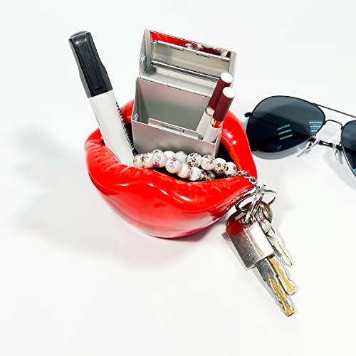 Queenbox Creative Ceramic Cigarette Ashtrays With Lips Style Fashion Home Decorations #TOP6