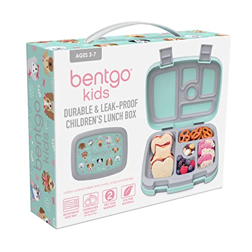 Bentgo® Kids Prints Leak-Proof, 5-Compartment Bento-Style Kids Lunch Box - Ideal Portion Sizes For Ages 3 To 7 - Bpa-Free, Dishwasher Safe, Food-Safe Materials (Puppy Love) #TOP6