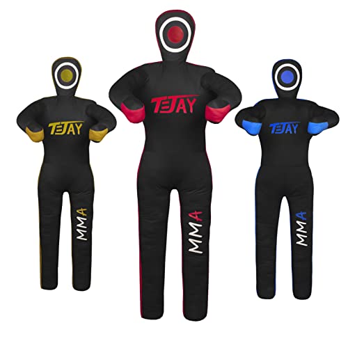 T=JAY MMA Standposition Grappling Schnuller für Jiu Jistu Brazilian BJJ, Wrestling, Judo Karate Werfen und Schnuller für Unterlegung, ungefüllt (119,4 cm), Schwarz Rot