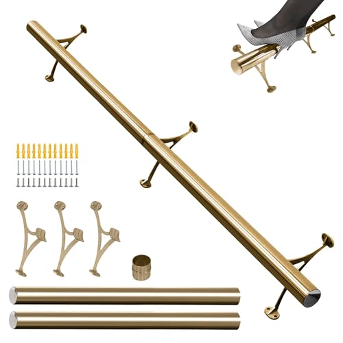 Shantra 6ft Bar Foot Rail Kit, 304 Stainless Steel Tube with Polished Finish & Brushed Brackets, Brass Bar Foot Rest Rail, Complete Undercounter Mount Hardware and Tubing
