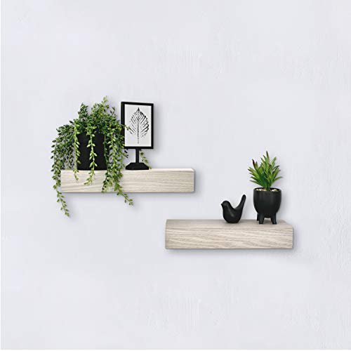 Image of MCS Gray Woodgrain Floating Shelves 12 Inch x 4 Inch, Set of 2, 12 x 4