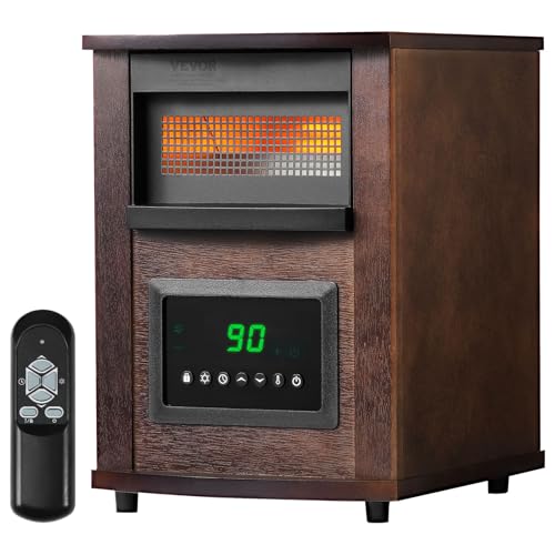 VEVOR Infrared Heater, 1500W Electric Space Heater with Remote Control, LED Screen & 24H Timer, Multiple Temperature Adjustable for Patio Bedroom,Living Room,Studio,Dining Room by VEVOR - Used condition - CA$120.95