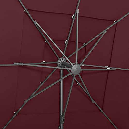 Catherinol Sombrilla de 4 niveles con poste, Parasol Terraza, Sombrilla Terraza Exterior, Sombrilla Jardin, Parasol Jardin, Sombrilla Playa, Parasol Excentrico, de aluminio burdeos 250x250 cm - imagen 2