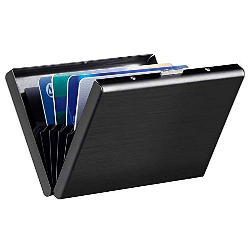 Preisvergleich Produktbild Hamosky Edelstahl Kreditkarteninhaber Kreditkartenetui RFID Metall Kreditkartenetui für Frauen Männer (Schwarz)