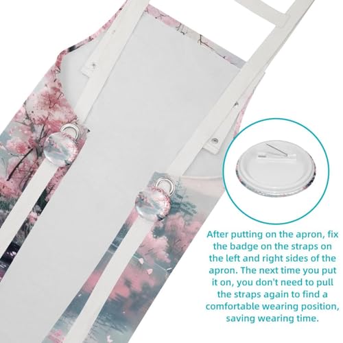 Tablier de serveuse fleurs de cerisier pour bistrot et maison