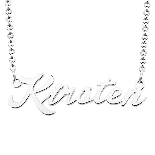 LoEnMe Jewelry Silver Plated Custom Name Personalized Couple Girlfriend Sterling Silver Kirsten Necklace