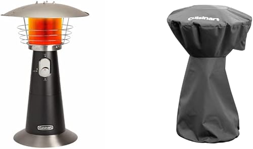 Cuisinart Outdoors Bundle - Calentador portátil de patio de mesa y cubierta de calentador de patio de mesa