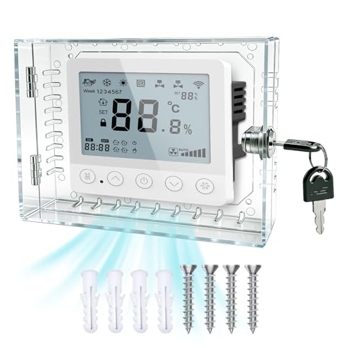Young Dance Universal Thermostat Lock Box with Key,Clear Large Thermostats Guard for Thermostat on Wall,Thermostat Cover Fits Thermostats 6.5' H x 4.72' W x 1.97' D or Smaller (1 Set)