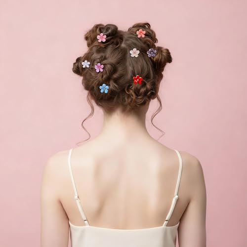 16 piezas pinzas mini flor de cristal, clips para cabello antideslizantes con diseño de garra floral para mujeres y niñas miniatura 6