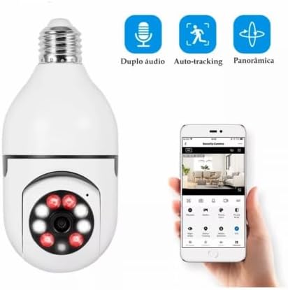 Kapbom G4-5 camera with a smartphone displaying the app interface, showing dual audio, auto-tracking, and panoramic view icons.