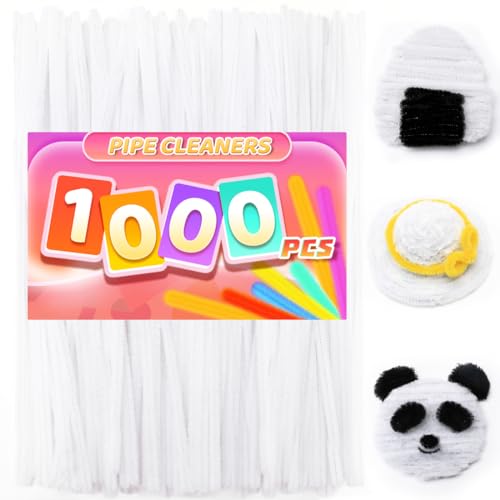 Image of Praisebank White Pipe Cleaners for Crafts, 1000pcs, Chenille Stems for DIY Projecets, Arts & Crafts Supplies for Festival Party Decorations
