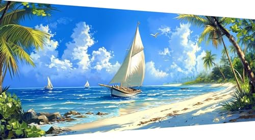 Point de croix diamond art et broderie diamant voilier 150x60cm avec kit complet 5D